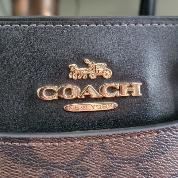 Coach CH488 Darcie Carryall Black Brown Signature Canvas Leather Satchel Bag - Picture 2 of 16